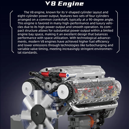 MOULD KING 10088 V8 Engine Model Building Kit 1:8 Scale MOC Car Engine Block Set STEM Toy for Adult Kid Collector’s Display Gif