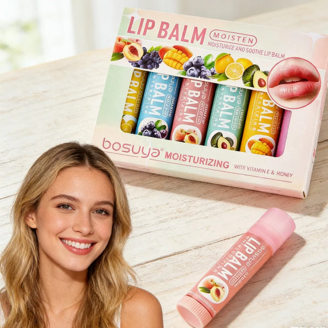 6PCS Assorted Fruit Flavor Lip Balm Set - Deeply Moisturizes and Hydrates to Prevent Chapped Lips in Winter Lip Care
