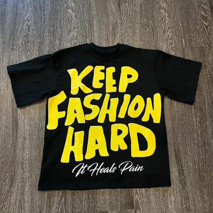 Graphic Round Neck Pure Cotton High Street New Women Printed T-shirt Trendy Brand Loose Casual Couple American Harajuku Y2k Tops