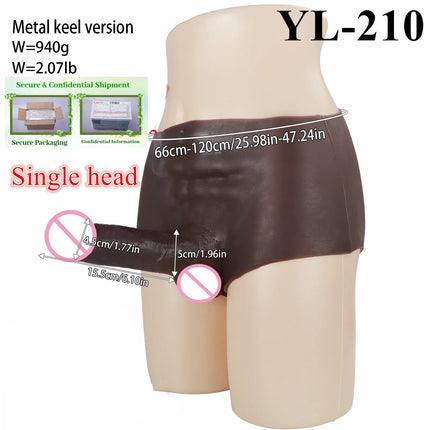 Huge brown Silicone Boxer shorts With Penis Dildo Male Masturbator Strap-on Solid Dildo Sex Toys For Men Women Gays Boxer Shorts
