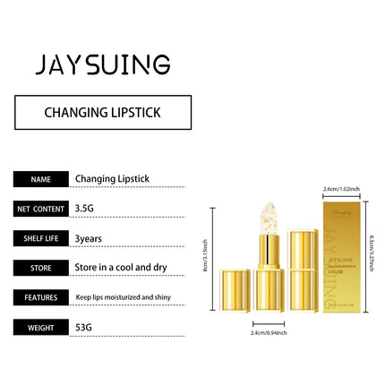 Color Changing Lip Balm Shimmer & Gold Foil Nourishing Lipstick Moisturizing pH Reactive Tinted Lip Gloss for Soft Pink Lips