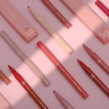 12 color matte liquid lipliner sponge gourd head fog surface bare color waterproof lip glaze red pen