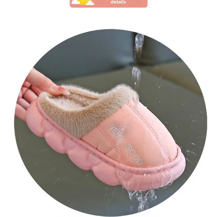 Waterproof Anti-Slip Kids Slippers Winter Warm Plush House Shoes for Boys Girls Indoor Outdoor Home Use
