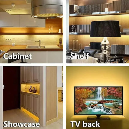 LED Strip Light With Hand Sweep Gesture Sensor Dimmable Tape Self Adhesive Lamp 5V For Cabinet Kitchen Wardrobe Home Lighting