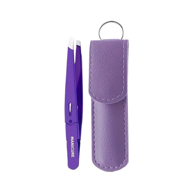 Professional Stainless Steel Tweezers Set for Eyebrow Eyelid & Facial Hair Removal Heavy-Duty Oblique Pointed Tip with Anti Slip