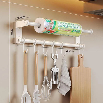 Stainless Steel Kitchen Utensil Shelves Spoon Holder Dishcloth Rack Shelf Wall Kitchen Roll Holder Multi-Purpose Films Hooks