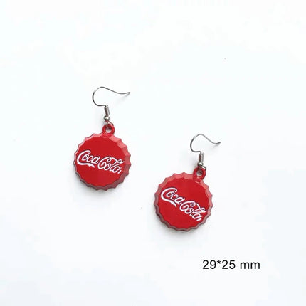 Cute Jewelry Bulk Wholesale Chocolate Strawberry Cake Popcorn Drink Coke Bottle Cap Miniature Food Resin Earrings for Women