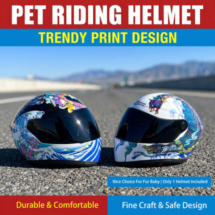 Small Dog Cat Pet Helmet Multi Pattern ABS Protective Hat Adjustable Strap Outdoor Bike Riding Travel Pet Photo Costume