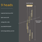 9 heads / gold / white light