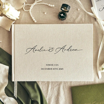 Custom Linen Wedding Guest Book Polaroid Photo Album Engagement Anniversary Scrapbook Reception Keepsake Book Birthday book
