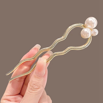 Simple Large U Shape Hair Clips Pins for Women Imitation Pearl Enamel Hair Sticks Bride Hair Styling Accessories Headwear Gift