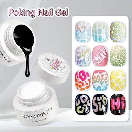New Pretty 5ml Poke Poke Nail Art Gel Glue Black White Wave Texture Nail Painting Art Gel Soak Off UV LED Varnish 2026 Hot