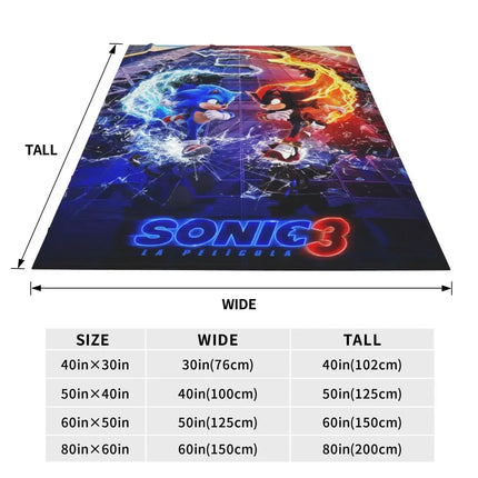 Sonic Poster Blanket 100x150cm - Soft Warm Throw Bedspread / Couverture Sonic 100x150cm - Jeté Doux Chaud