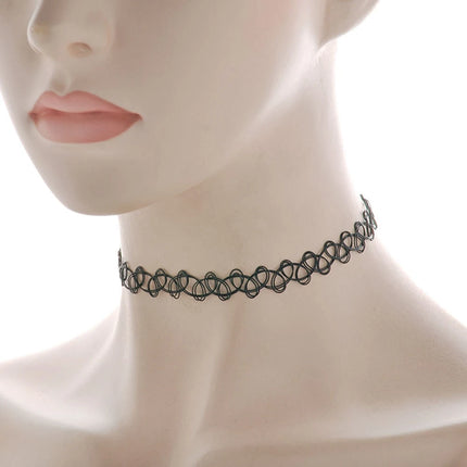 12pcs Hot Sale Vintage Chokers Necklaces For Women Stretch Tattoo Necklaces Elastic Chocker Simple Trendy Girls Short Pendant