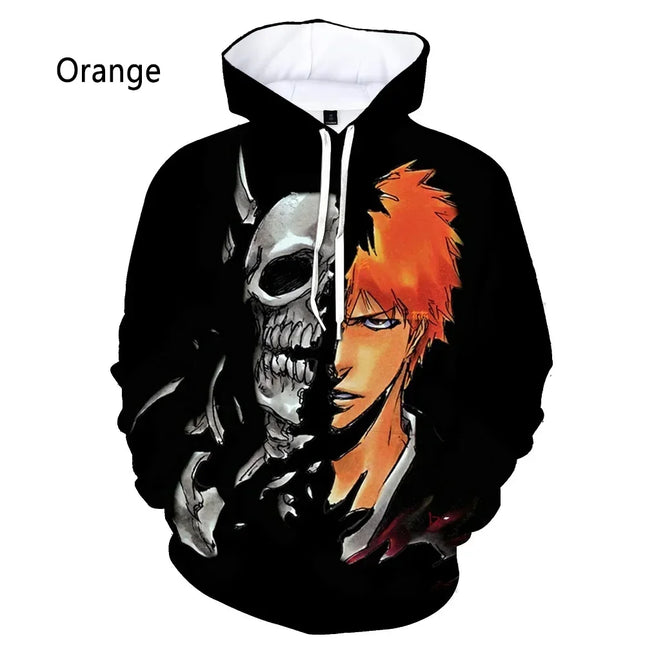 Anime Ichigo Kurosaki 3D Printing Hoodie Men's Women's Casual Long Sleeve Bleach Character Top Fashion Streetwear