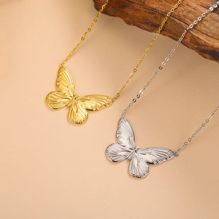 Lucktune Gold Color Butterfly Pendant Necklace Women's Stainless Steel Necklace Fashion Animal Jewelry Party Gifts Wholesale
