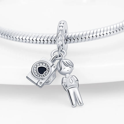 925 sterling silver boys and girls lovers pendant charms Fit 4MM hole diameter bracelet charm beads necklace Diy female jewelry