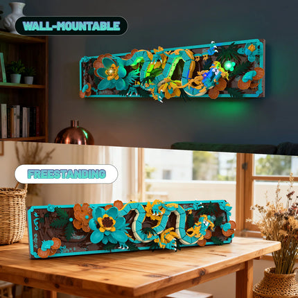 1676 PCS Lighted Dragon Pattern Wall Hanging Decoration Ornament Building Blocks Set Model Assembly Toy Adult Birthday Gift