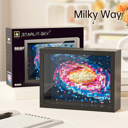 Creative masterpiece series picture assembly photo frame art decoration puzzle building block toy home decoration collection gif