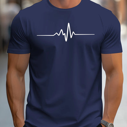 Men's  Polyester Summer Loose Size Creative Graphic Printed Slim Fit Casual Sports Round Neck Short Sleeved T-shirt Top
