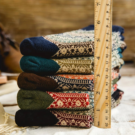 1/2/5 Pairs Women's Autumn Winter Wool Socks Warm Soft Mid Length Socks Ultra Thick Women's Antifreeze Cashmere Short Socks