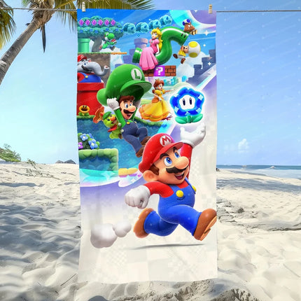 Super Mario Cartoon Cute Printed Bath Towel Microfiber Printed Pattern Swimming Quick Drying Comfortable Soft Bath Towel