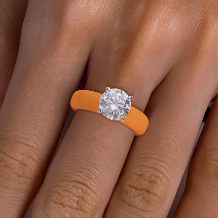 MossanRappr 3.5ct D Color Moissanite Silicone Ring 925 Sterling Silver Solitaire Engagement Ring for Women Rubber Wedding Bands