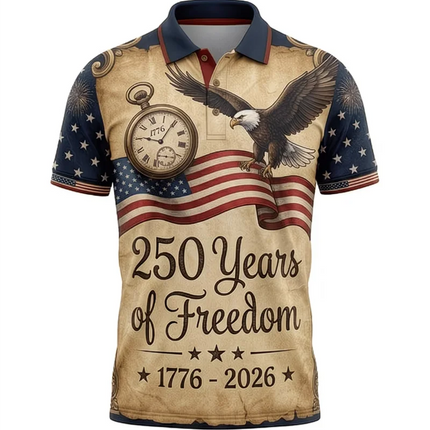 Men Women USA 250 Statue Of Liberty Print Couple Polo Shirt American Flag Patriotic Casual Sportswear For Independence Day Polo