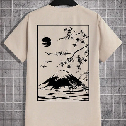 Tokyo Sakura Mount Fuji Business Card T-shirt Women's Fashion T-shirt Clothing Summer Casual Top Hip Hop Loose Versatile T-shirt