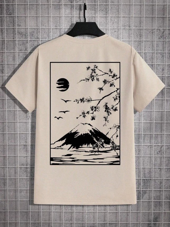 Tokyo Sakura Mount Fuji Business Card T-shirt Women's Fashion T-shirt Clothing Summer Casual Top Hip Hop Loose Versatile T-shirt