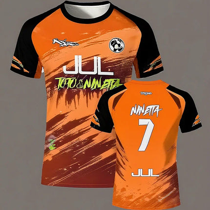 JUL 3D Series 90-Minute Football T-Shirt, Quick-Dry Summer Outdoor Sports T-Shirt for Men, Loose-Fit Crew Neck T-Shirt