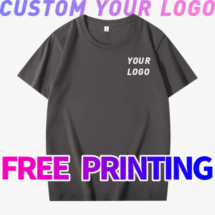 Custom T-shirt Printing Logo Image Work Clothes DIY Short Sleeved 100% Cotton Enterprise Team Culture Shirt Men Women