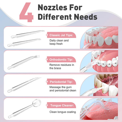 Electric Dental Oral Irrigator, Portable Water Flosser for Teeth Braces, Teeth Whitening Cleaning Tool For Home and Travel Use