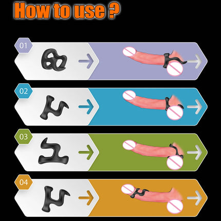 Penis Ring Silicone Cock Rings Delay Ejaculation Scrotal Binding Ball Stretcher Erection Enhancing Lock Cockring Sex Toy for Men