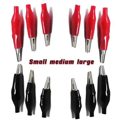 10pcs 28mm35mm45mm Alligator Clip Metal Crocodile Electrical Clamp for Testing Probe Meter Black/Red with Plastic Boot