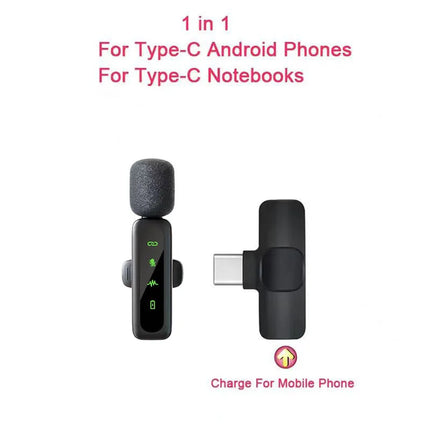 Lavalier Wireless Microphone 80mAh Rechargeable Battery Clip-On Podcast Mic for Streaming Vlogging Voice Recording Plug & Play