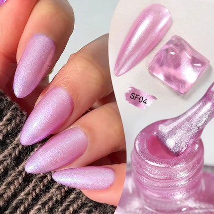 LILYCUTE 7ml Pink Glitter Nail Polish Colorful Bright Shining Pearl Effect Nail Art DIY Decoration No Need of Lamp to Cure