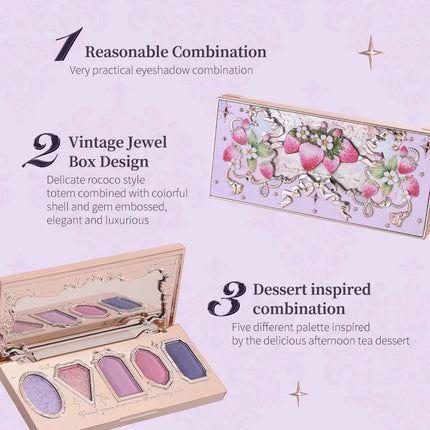 Flower Knows Violet Eye Shadow Strawberry Rococo Series Five-Color Eyeshadow Palette G01 Starmoon Strawberry 0.21OZ./6G