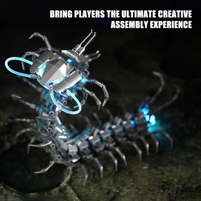 698Pcs MOC Mechanical Centipede Model Building Blocks Set with LED Light Creative Assembly Bricks Toys for Kids Christmas Gifts