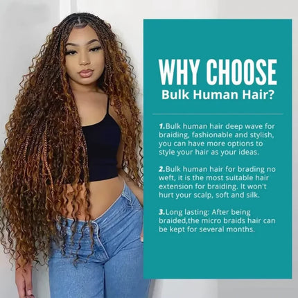Ombre Deep Wave Boho Braids Human Hair Curly Highlight 427 Brazilian  Human Hair Remy Braiding Real Raw Weave Extensions