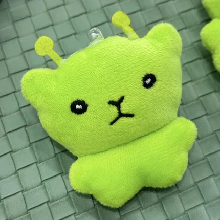 Green Alien Cat Plush Keychains Mini Galaxy Style Furry Pendant for Couples Cute Cartoon Handbag Backpacks Key Chain Decor Gifts