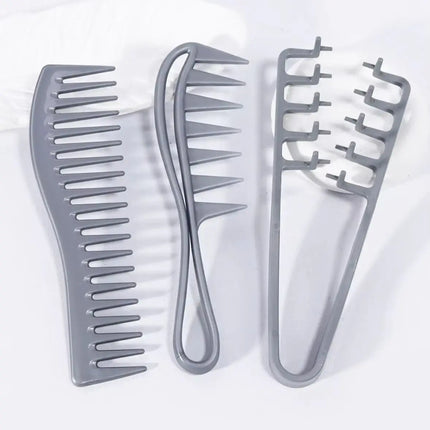 3pcs/set hair comb set, hair salon hair grabbing tool, curved wide tooth comb, curved handle comb, special for real hair wigs