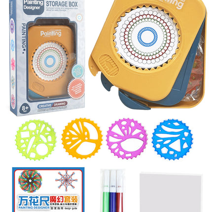 Drawing Art Spirograph Set, Fun Shapes Classic Gear Design Drawing Toys Pink and Blue For Kids 8+ Some Parts are Sent Random