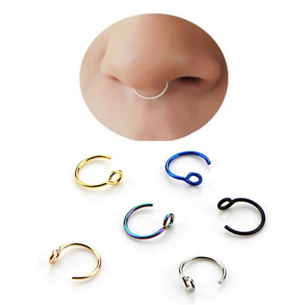 Fake Nose Ring Faux Piercing Jewelry 8Mm Fake Nose Ring Hoop For Faux Lip Septum Nose Ring Set Fake Lip Ring Lip Nail New