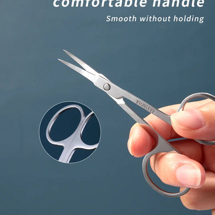 1Pcs Pointed Tip Curved Blade Upwards Stainless Steel Makeup Scissors Eyelash Eyebrow Nose Hair Small Scissors Thin Makeup Tools