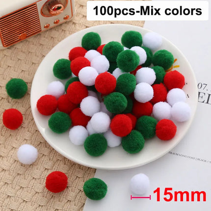 100pcs 10mm/15mm/20mm Soft Pompoms Fur Ball Arts Craft Supplies DIY Accessories for Toys Party Decoration Crafts Materials