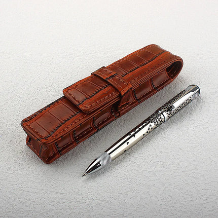 Metal Ballpoint Pen Retractable Signature Pen Crest Style Metal Housing Black Ink Medium Point 0.7mm Smooth Writing