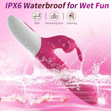 Thrusting Rabbit Vibrator G Spot Clitoral Vibrator Realistic Silicone Dildo Vibrator Thrust Vibrating Rose Sex Toys for Women