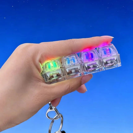 4-Key Polka Dot Keychain Pendant Fidget Stress Releasing Decompression Keychain Press Keyboard Button Keycap Bags Charm Pendant