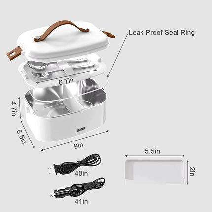 JFBONIN Stainless Steel Insulated Electric Lunch Box Portable Steaming Cooking Rice Artifact for Students Household